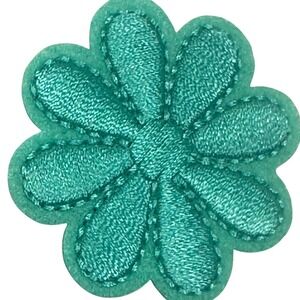 8 Pack Flower Embroidered Iron On Patches Teal Blue Floral Lot
